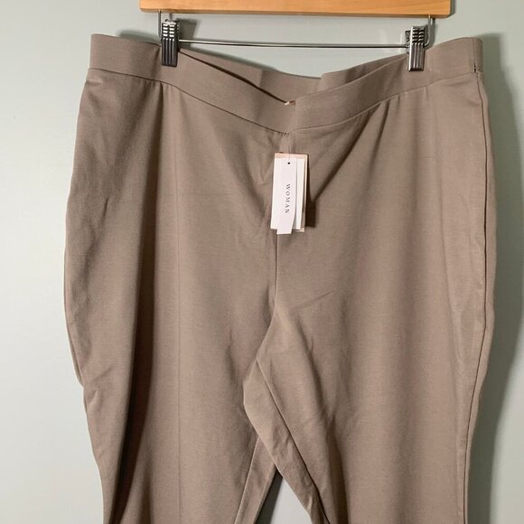 NEW Philosophy cream khaki pull on elastic waist slim skinny stretch career pant - Picture 2 of 10